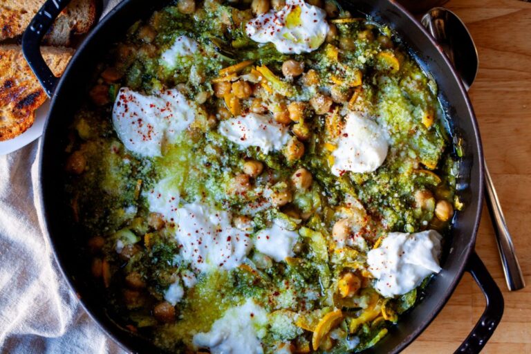 braised chickpeas with zucchini and pesto – smitten kitchen