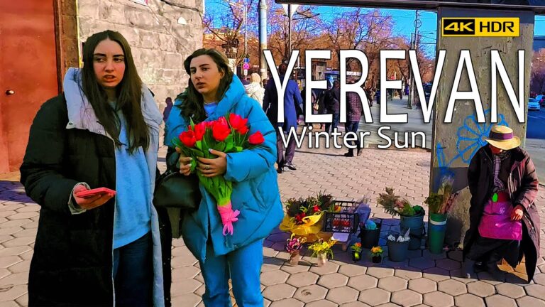 Winter Sun in Yerevan, Armenia, Walking Tour on Feb 28, 2025, 4K HDR 60fps