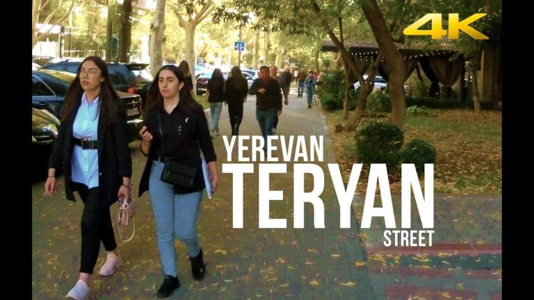 Walking in Teryan Street, Yerevan, Armenia. 4K 60fps