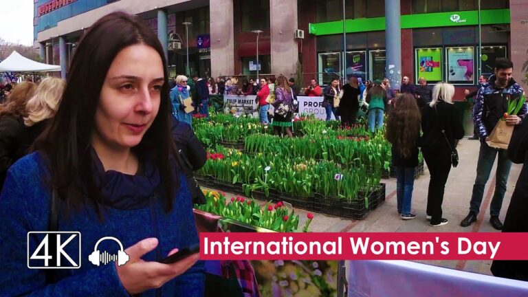 Walking Tour in International Women’s Day in Yerevan, Armenia, 4K 60fps