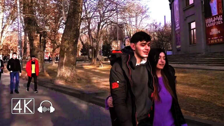 Walking Tour, Kentron, Yerevan, Armenia, 4K 60fps With Binaural Sound
