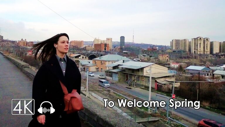 Walking Tour in Yerevan, Armenia. To Welcome Spring, March 25, 2022, 4K 60fps With Binaural Sound
