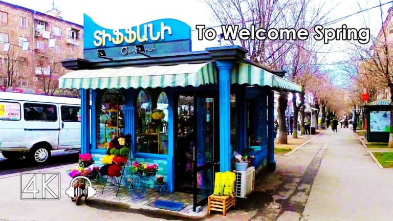 Walking Tour in Yerevan, Armenia. To Welcome Spring, March 12, 2022, 4K 60fps With Binaural Sound