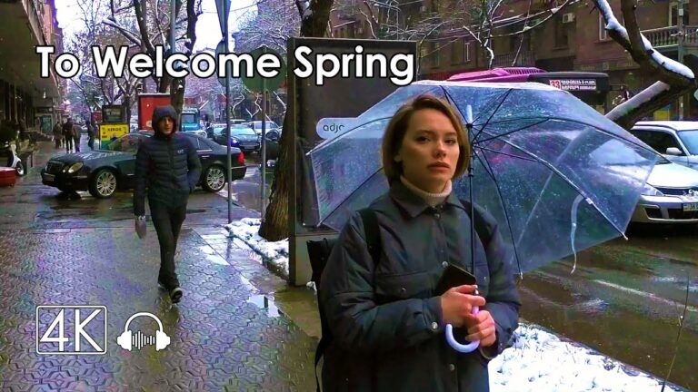 Walking Tour in Yerevan, Armenia. To Welcome Spring, March 15, 2022, 4K 60fps With Binaural Sound