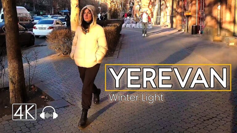 YEREVAN Walking Tour, Winter Light, Armenia, Feb 17, 2023, 4K 60fps