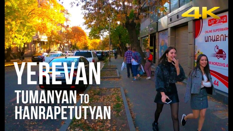 Walking Tour, Tumanyan to Hanrapetutyan Street, Yerevan Armenia. 4K 60fps