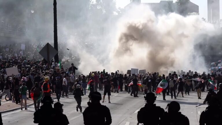 Protesters Against ICE Take Over Freeway, Clash With Law Enforcement in Downtown Los Angeles
