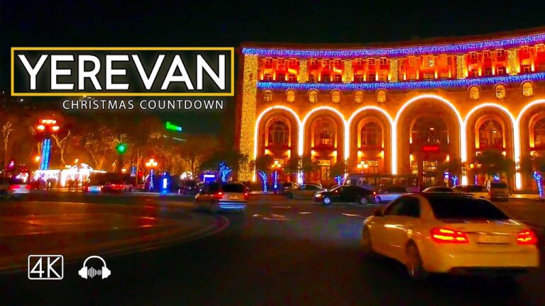 Driving tour in Yerevan, Armenia, Christmas Countdown, Dec 30, 2023, 4K 50fps