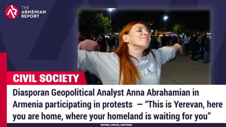 Diasporan Geopolitical Analyst Anna Abrahamian in Armenia participating in protests