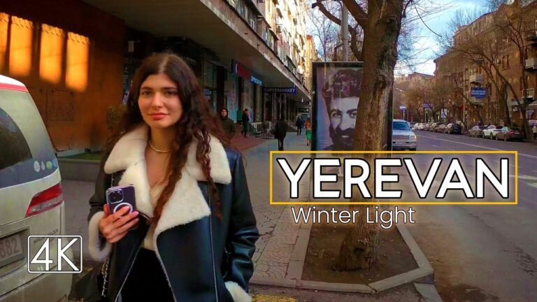 YEREVAN Walking Tour, Winter Light, Armenia, Feb 03, 2023, 4K 60fps