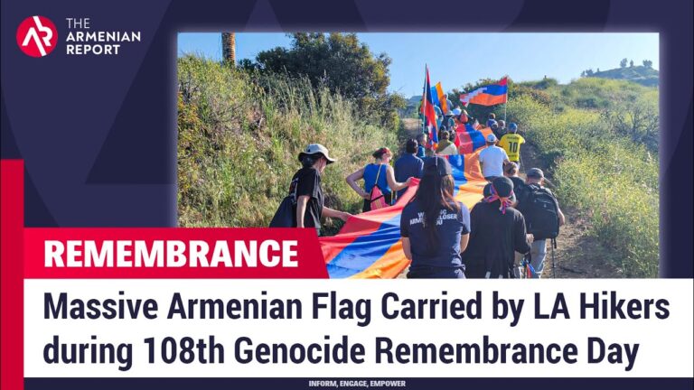 Massive Armenian Flag Carried by LA Hikers during 108th Genocide Remembrance Day Massive Armenian Flag Carried by LA Hikers during 108th Genocide Remembrance Day