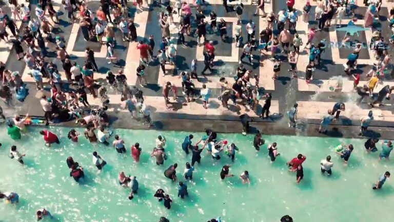 Water festival VARDAVAR (Վարդավառ) 2025 in Republic Square, Yerevan, Armenia
