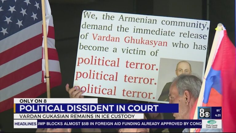 Attorneys tell Las Vegas immigration judge that Armenian dissident’s life is in danger 