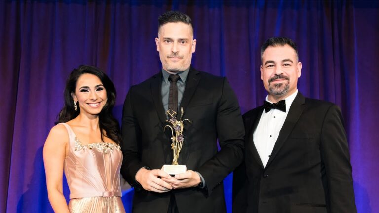 Joe Manganiello receiving 2023 Humanitarian Award at 20th Annual COAF Holiday Gala.