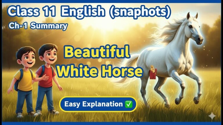 Class 11 snapshots  Chapter 1 | The Summer of the Beautiful White Horse | NCERT Easy Explanation