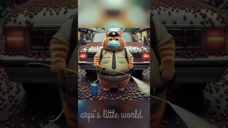 Cat and cockroach 🪳🪳#trending #shorts #ytshort  #@arpislittleworld